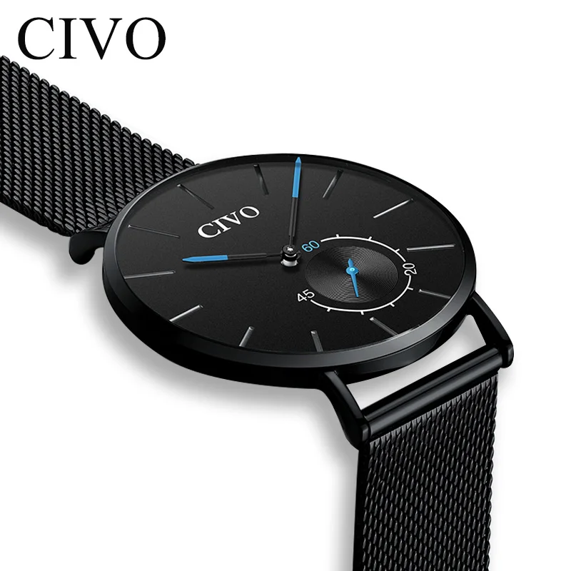 

CIVO Fashion Mens Watch Top Brand Luxury Sports Quartz Wrist Watch Mens Waterproof Ultra Thin Minimalist Watch Male Casual Clock