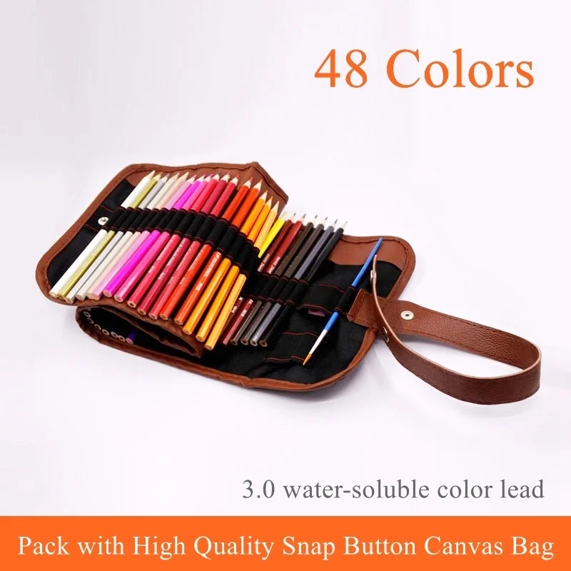 

Art Drawing Pencils Colored Pencils Set 48 Colors High Profession Water Soluble Color Lead Canvas Bag Package LF01-10008 ITSYH