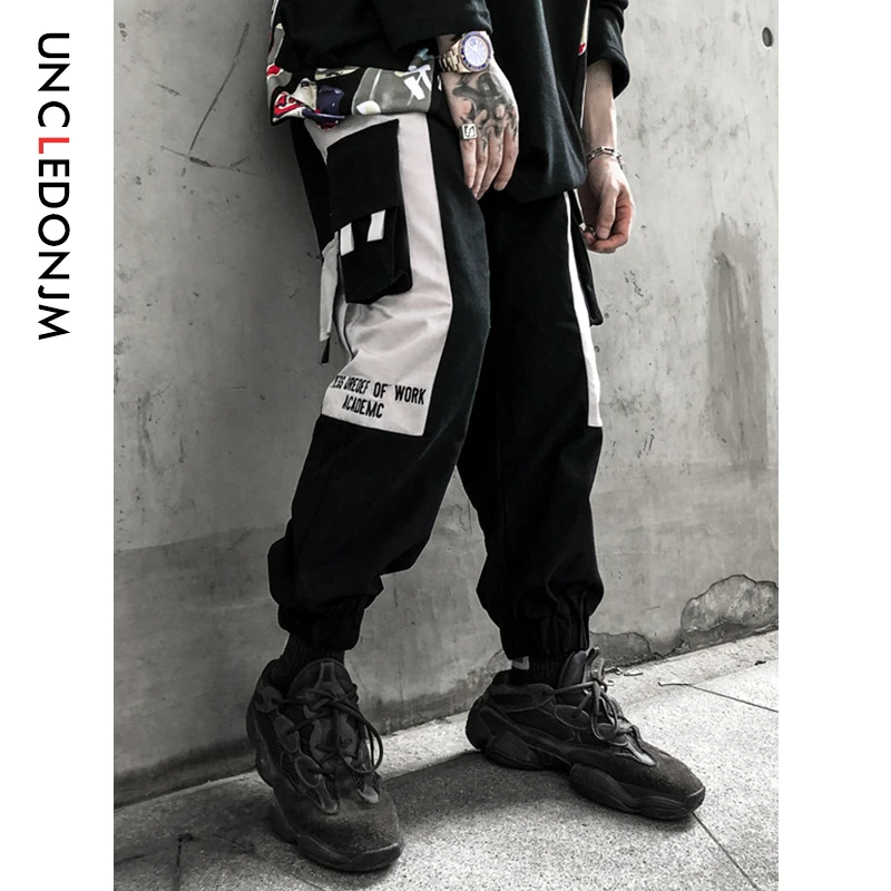 

UNCLEDONJM Color Block Mens Sweatpants Fashion Track Pants Hip Hop Spring Fall Streetwear Pocket Loose Harem Jogger542W