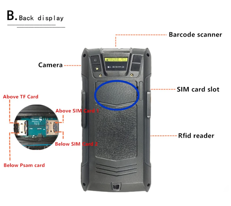 5 дюймов сенсорный экран POS терминал сборщик мобильных данных беспроводной сканер штрих-кодов 1D/2D считыватель штрих-кодов 4G/GPRS/Bluetooth/Wifi PDA