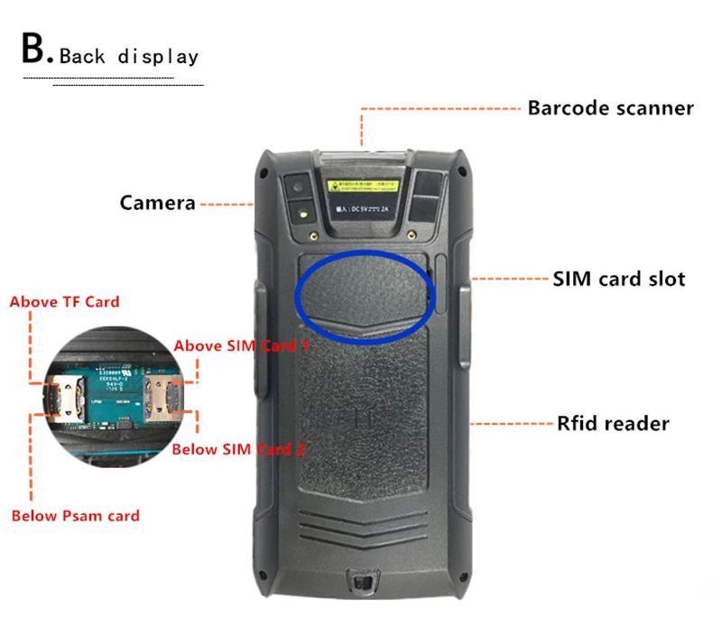 Tela de Toque Terminal da Posição Leitor sem Fio Handheld Pda Android 6.0 1d 2d Wifi Bluetooth Gps Barcode Scanner V7000 4g - 3g 2g 10 6.0 tela de toque terminal da posição