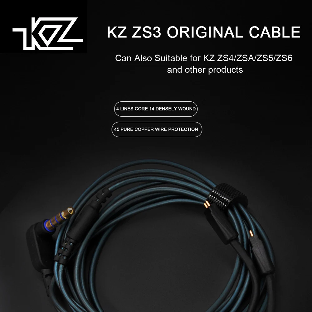 

KZ ZS3 Original Cable Special Wire Microphone Pluggable Professional Earphone Cord Lossless Sound Quality 0.75mm Standard Pin