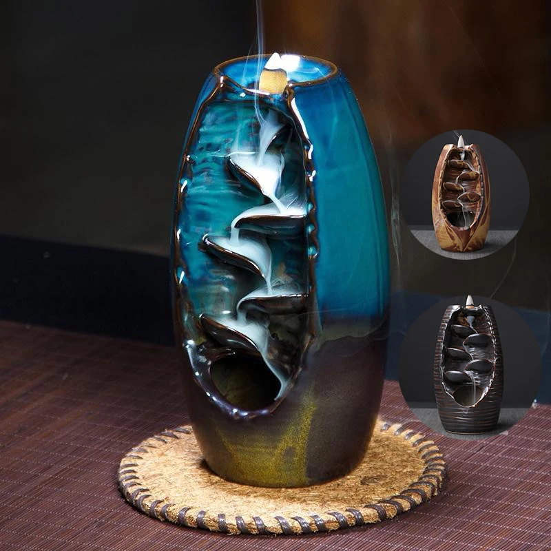 

Ceramic Incense Burner Holder for Waterfall of Smoke Backflow Cone Incense Holder Home Dress To Smell Aromatic for Smokehouse
