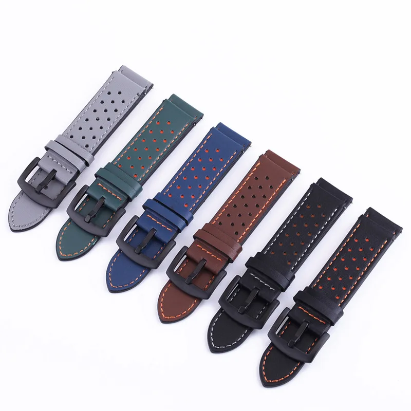 Genuine Cow Leather Watchband Replacement Watch Magic Quick Release Band Steel Buckle Strap Wrist Belt Bracelet Accessories