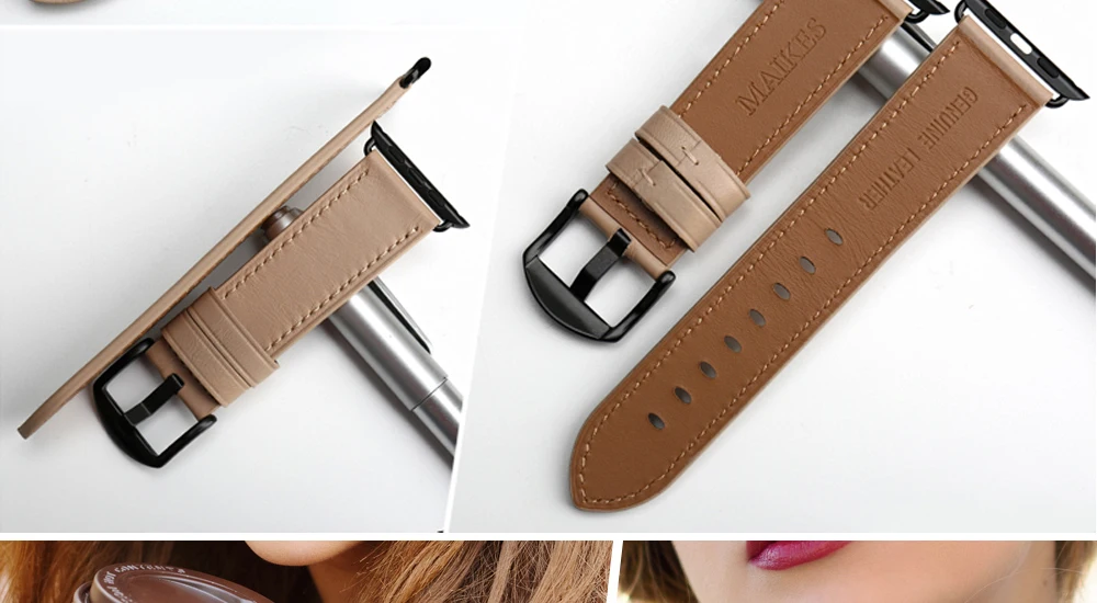 Аксессуары для часов MAIKES из натуральной кожи темно-коричневый ремешок iwatch 44 мм 40 мм для Apple Watch 42 мм 38 мм серии 4-1 браслеты