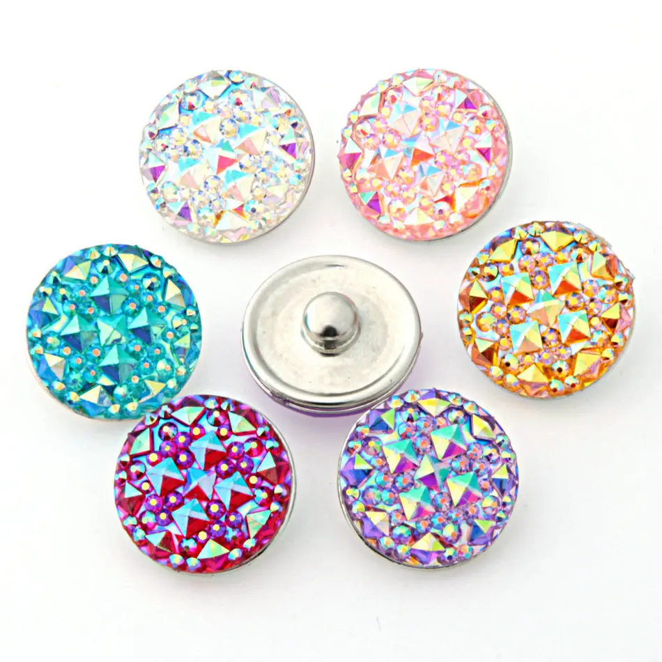 9styles to choose! Wholesale Bling Resin Shell Diy Snap Buttons 18mm