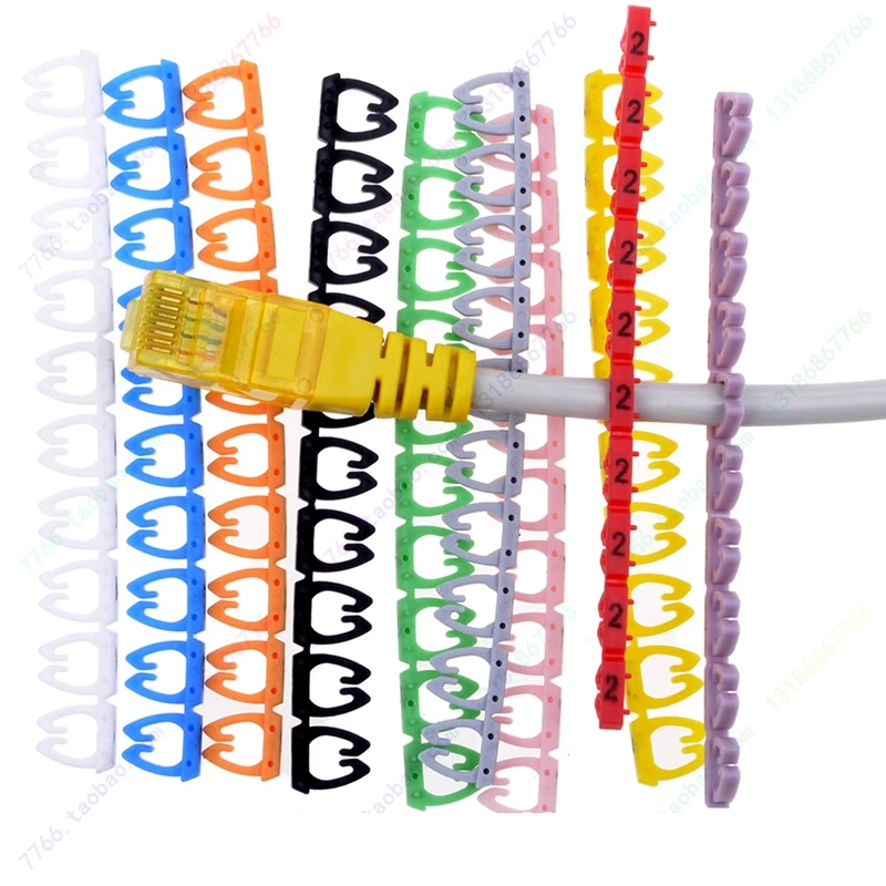 100x Colorful Cable Markers C-Type FTP UTP LAN Marker Number Label Tag 7mm Cat6 