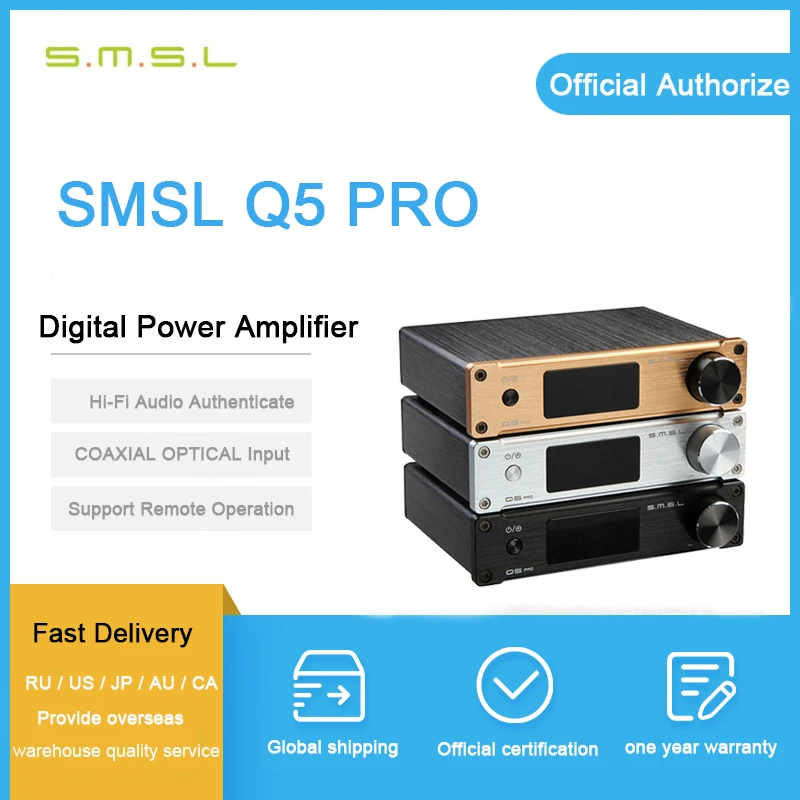 SMSL Q5 Pro цифровой усилитель 2-50 Вт USB/коаксиальный/оптический 2x45 Вт USB коаксиальный оптический вход 192 кГц 44 бит с пультом дистанционного управления