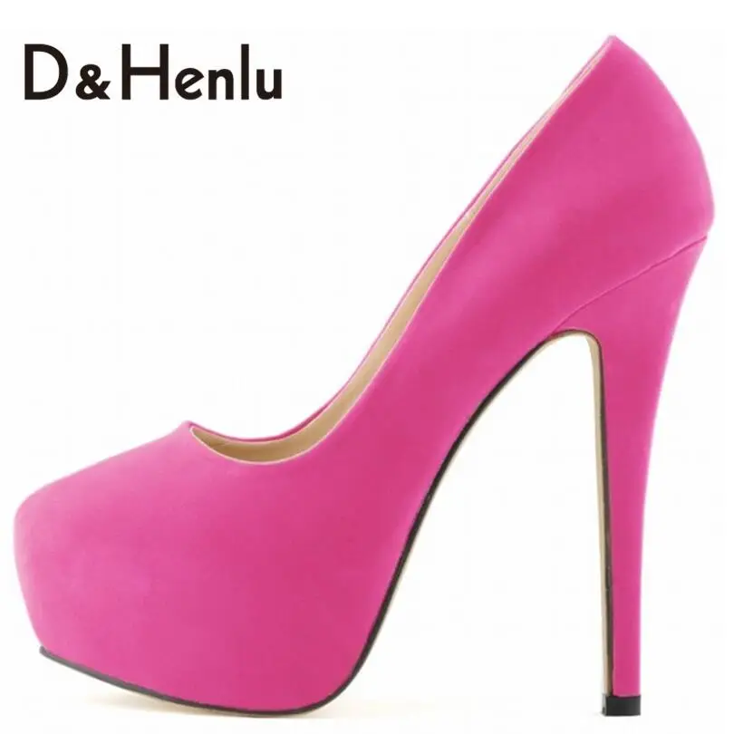  D&HElegant Flock Wedding Shoes Classic 14cm Women Round Toe High Heels Sexy Party Pumps Ladies Brand Shoes Woman Plus Size42 