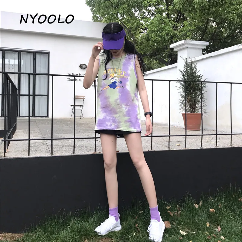 NYOOLO Harajuku пародия милый Сейлор Мун мультфильм печати Яркое лето рукавов безрукавки для женщин домашний топ в стиле кэжуал уличная