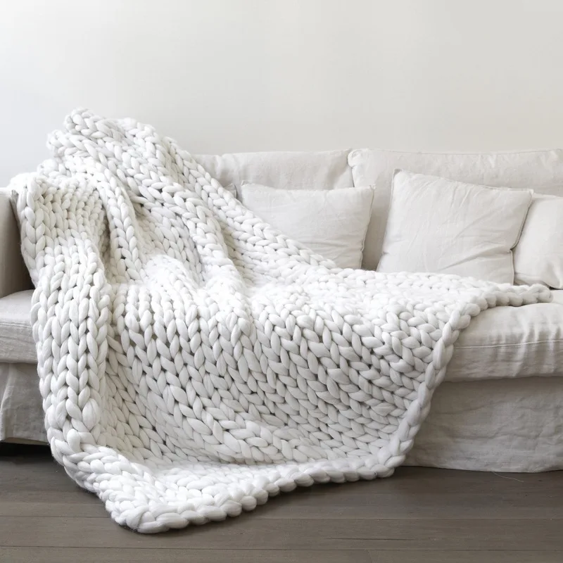 WHISM, ручная работа, массивное вязаное одеяло, Тканое одеяло, толстое трикотажное одеяло, покрывало для дивана, одеяло s mantas Sofa invierno