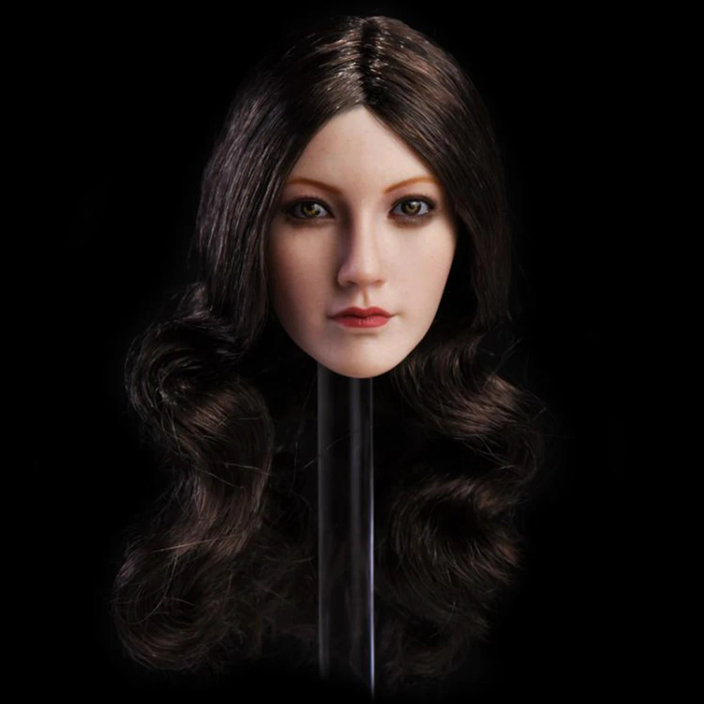 

1/6 Female Asian Beauty Long Hair Head Sculpt Carved Model for 12'' TBLeague Phicen Body Action Figures Doll Toy Accessories