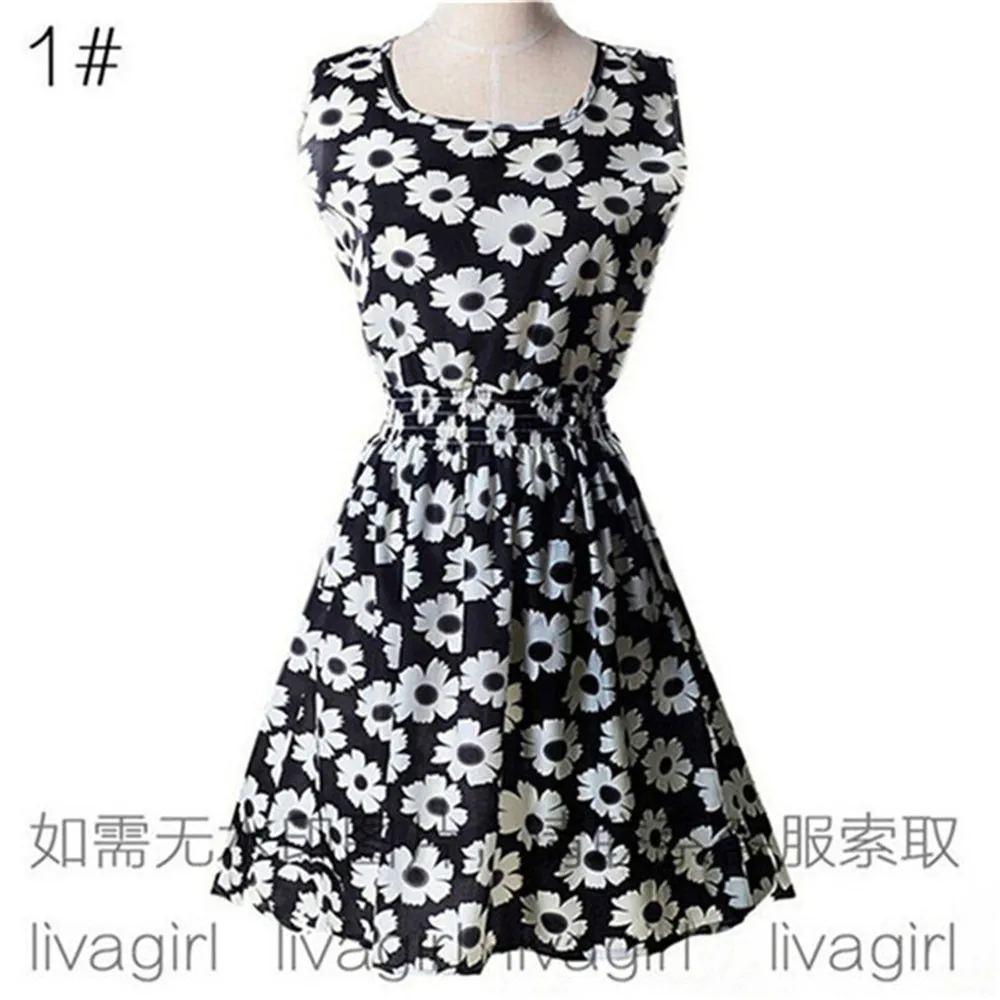 Summer Style Women Dress 2016 Thin Mini O-Neck Sleeveless Short  A Line WOMEN DRESS Plus Size XXL Printed Party Evening Dresses (8)