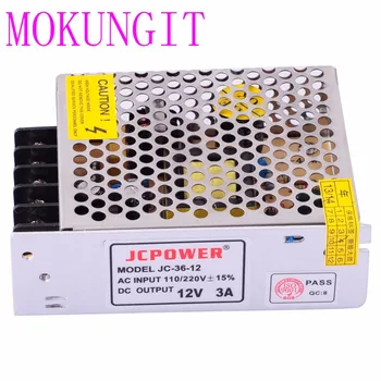 

Mokungit 30pcs Adapter AC110/220V to LED DC12V 3A iron cover Power Supply Transformer for LED CCTV SMD 3528 5050 RGB LED strip