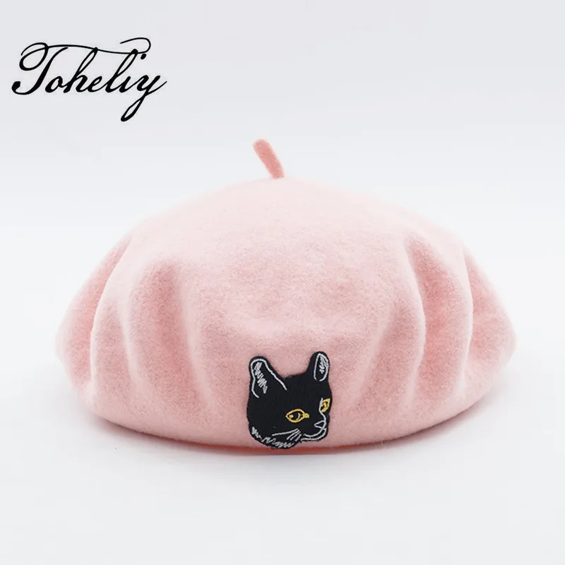 

2018 New style spring 100% wool Vintage Warm Wool Winter Women Beret French Artist Beanie Hat For Sweet Girl Gift autumn hats