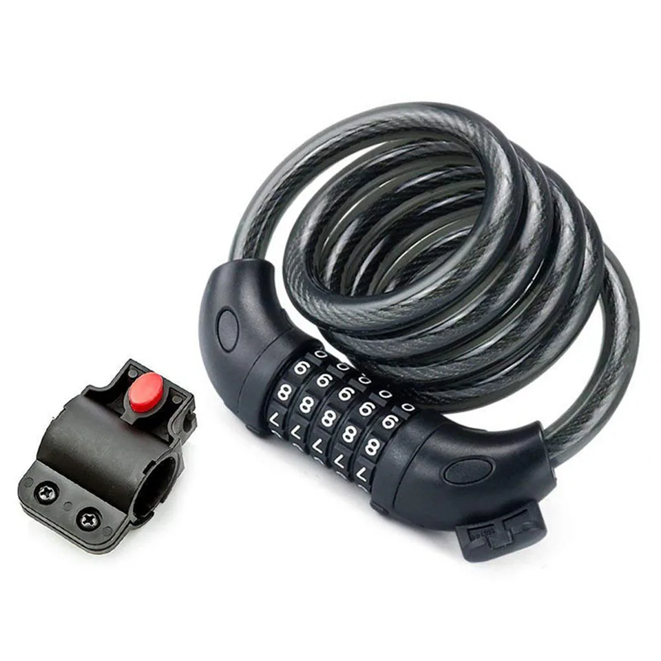 

Motorcycle WHEEL UP Anti Theft Bike Lock 5 Digit Code Combination Bicycle Security Lock Steel Cable Spiral Cycling Bicycle Lock