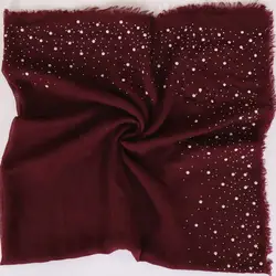 Простые железные жемчужные бусины квадратная кистовидная вискоза шаль шарф женские обертывания и шали пашминовый мусульманский хиджаб