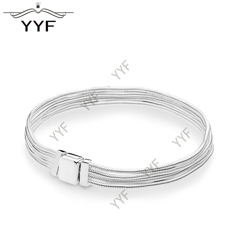 

PY Suitable for 925 Silver Charm Bracelet New Pure Silver Jewelry Multi-circle Serpentine Bracelet Suitable for Gift Jewelry