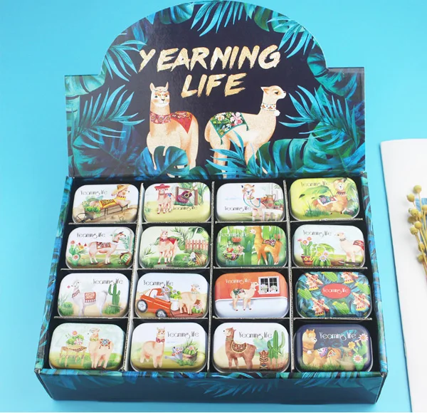 

32pcs/lot Alpaca Collectables Tin Boxes for party favor Candy Box Birthday Gift mini tin box yearning life pattern