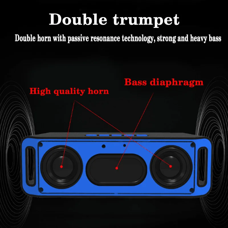 Беспроводной мини Bluetooth динамик портативный двойной сабвуфер Hifi звуковая