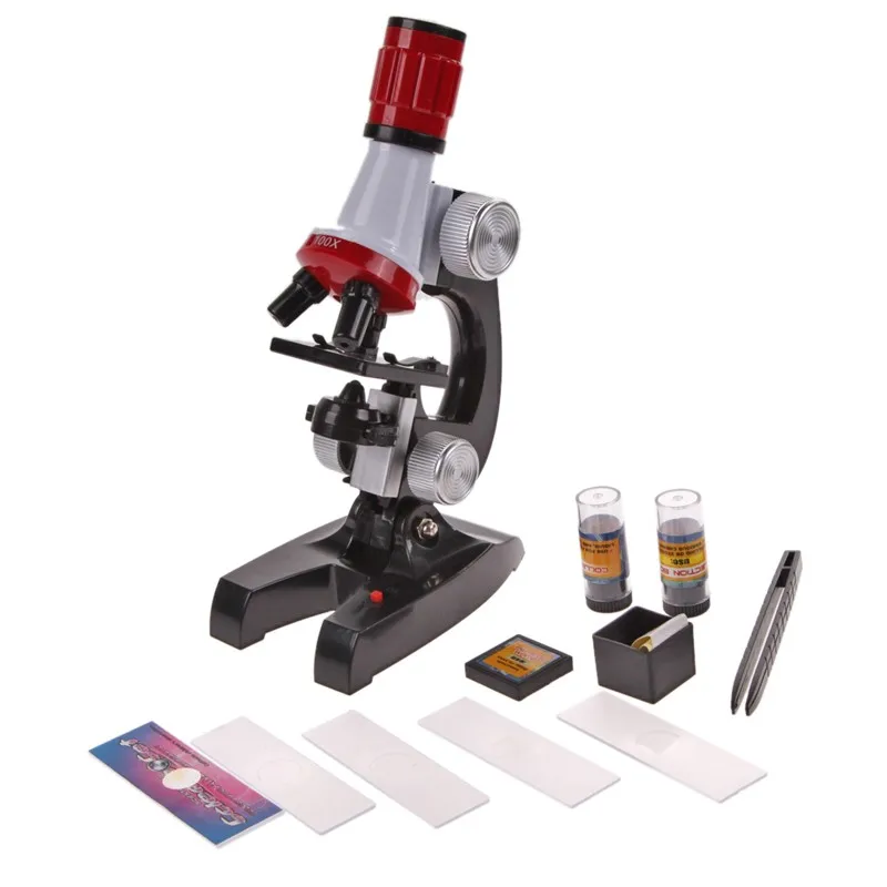 Hot Kids Educational Microscope Kit Science Lab LED Magnifier 100 1200X