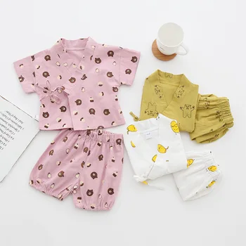 

2018 New Spring Summer Children's Set Animal Bear Print Boys Girls Sleep Sets Baby Pajamas Kids Fashion Design Clothes