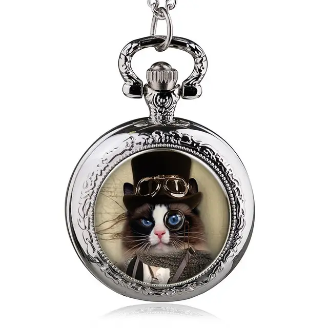 Alice in Wonderland Cheshire Cat Quartz Pocket Watch Pendant Necklace Mens Watch Alice in Wonderland Cheshire Cat Quartz Pocket Watch Pendant Necklace Mens Watch