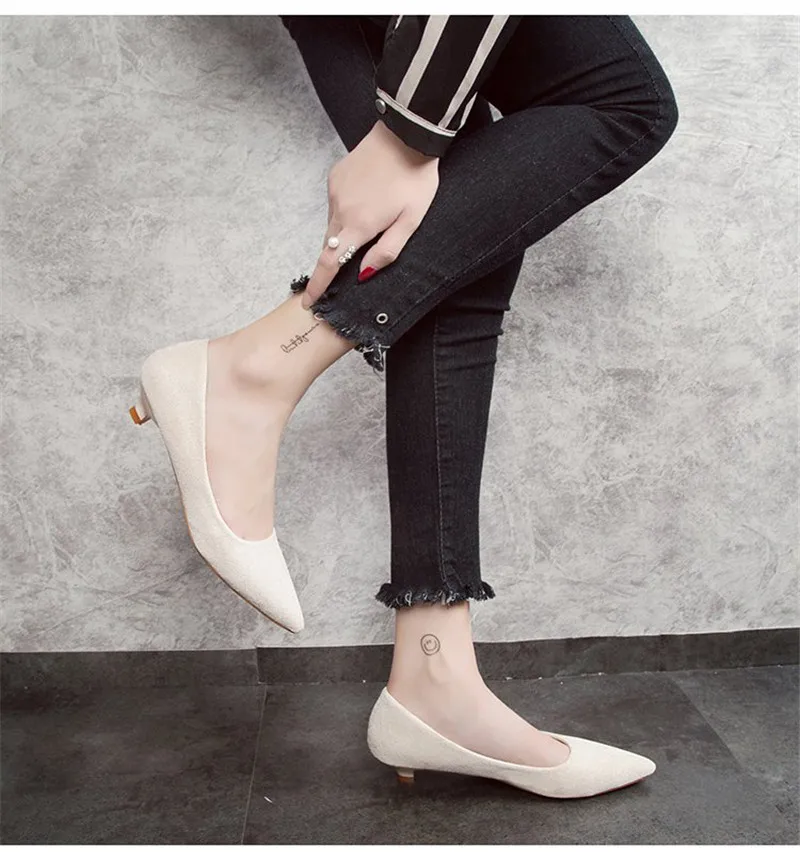 DRFARGO/обувь пикантные женские туфли-лодочки на низком каблуке 3 см с острым носком Летняя обувь для офиса цвет черный, желтый, розовый; Zapatos; европейские размеры 34-39