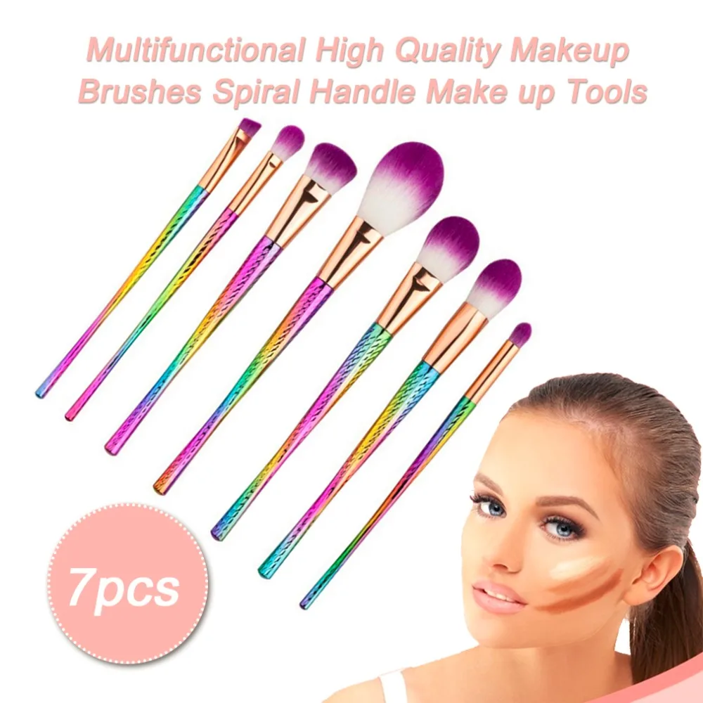 Pro 5/7 pcs Beautiful Screw Shape Handle Highlighter Brushes Blush+Eye
