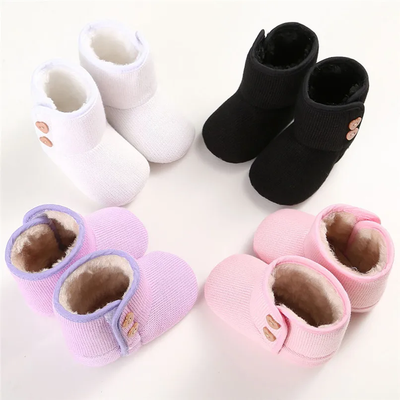 1 Pair Baby Girl Boots Baby Girls Boys Keep Warm Double deck Button