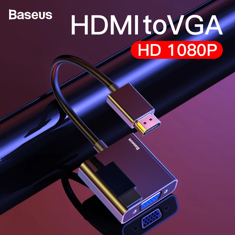 Baseus HDMI к VGA кабель адаптер HDMI VGA Цифровой HDMI к vga-разъем 3,5 мм конвертер Видео Aux аудио сплиттер для ноутбука PS4 ТВ
