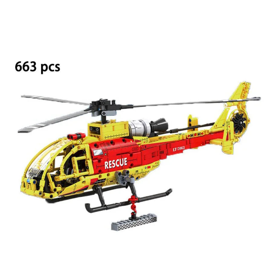 

1:20 simulation France SA 341/342 Light Rescue Helicopter building block technics bricks model education toys collection