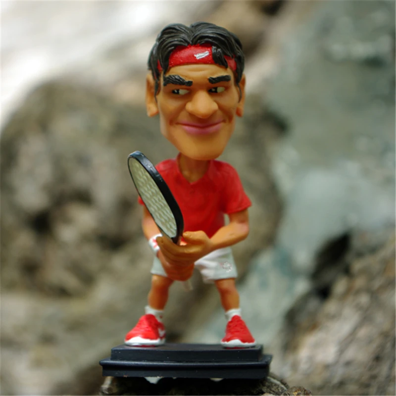 

Bobblehead Cartoon Tennis Famous Star Player Doll 10 cm Resin Federer Figurines Red Kit Limited Edition Collections