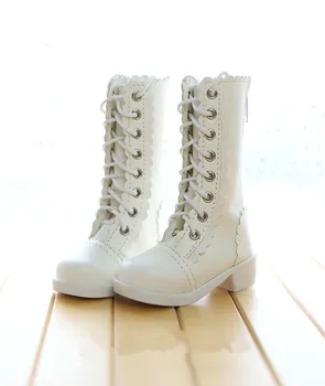 

BJD doll shoes are suitable for 1/3 1/4 size girl night lace princess shoes boots zipper binding boots (black/white) doll acces