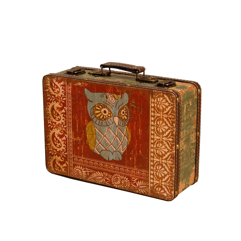 

Retro Portable Wooden Boxes Luggage Display Window Photography Props Suit Box Clothes Storage Box Luggage Case Home Decorations
