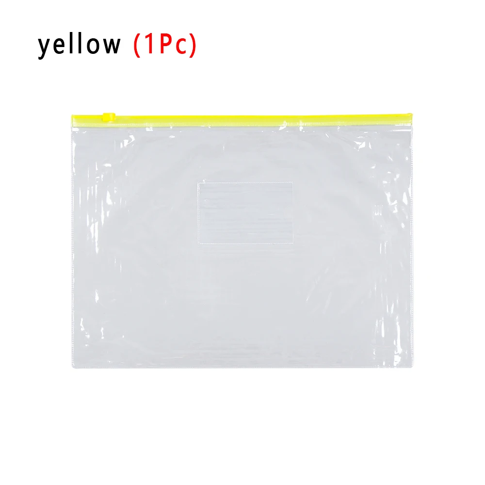 Style 1 - yellow 1PC A4 Color Simple Zipper Transparent File Bag Document Bag Paper Folder Pencil Case Stationery School Office Supply - Цвет: Style 1 - yellow
