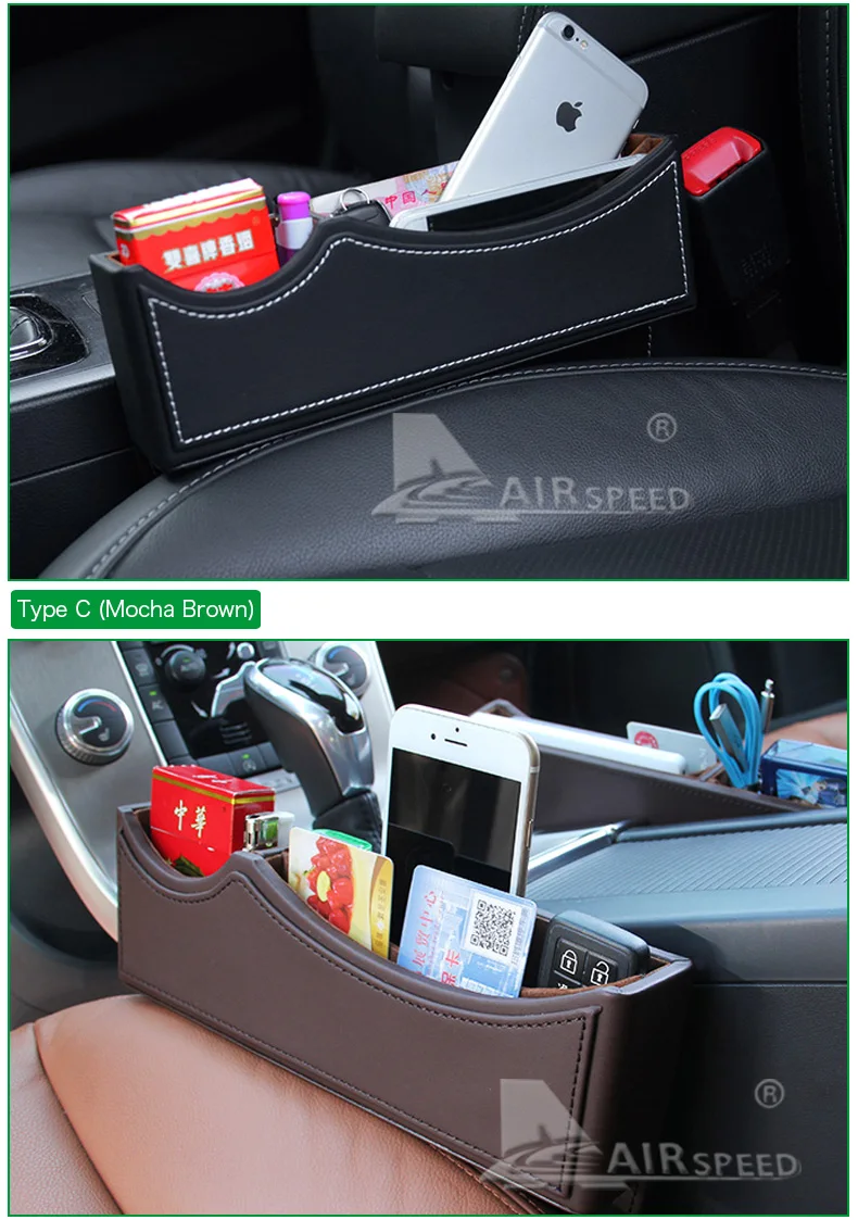 Leather Car Seat Crevice Storage Box Gap Organizer for Volvo XC90 S60 V70 XC60 S80 V50 V40 XC70 S40 Car Accessories  (10)