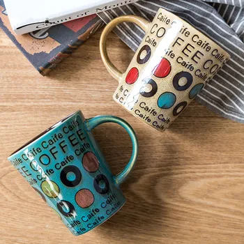 

Creative Hand-painted Ceramic Mug For Coffee Hot Water Children's Breakfast Milk Cup Tumbler Cups And Mugs With Spoon Tea Cup