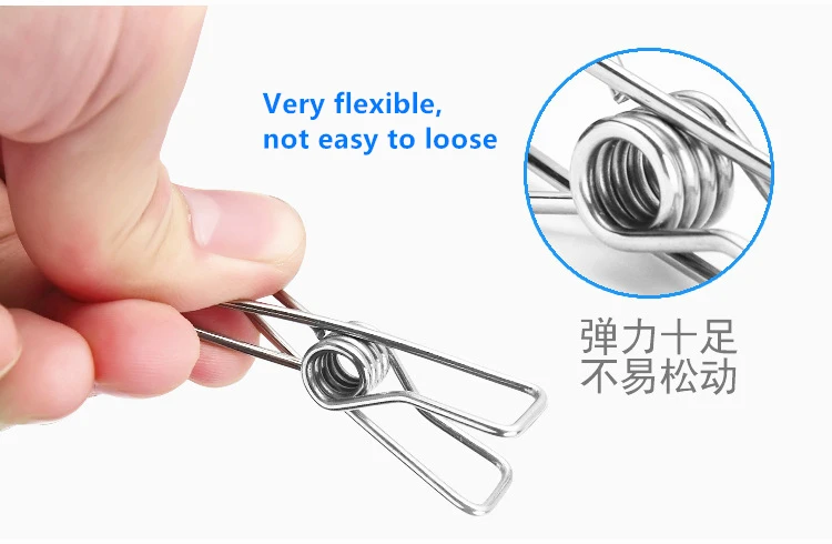 

10pcs Multifunction Stainless steel spring clip clothes pin drying rack File clip Clothes Hanging Rack Tools bag holder