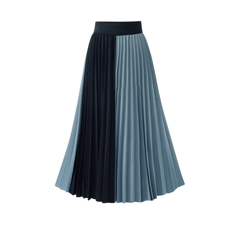 Модная шифоновая Комбинированная юбка, летние лоскутные юбки с высокой талией для женщин, плиссированные юбки, Свободные Элегантные повседневные офисные вечерние юбки - Цвет: blue