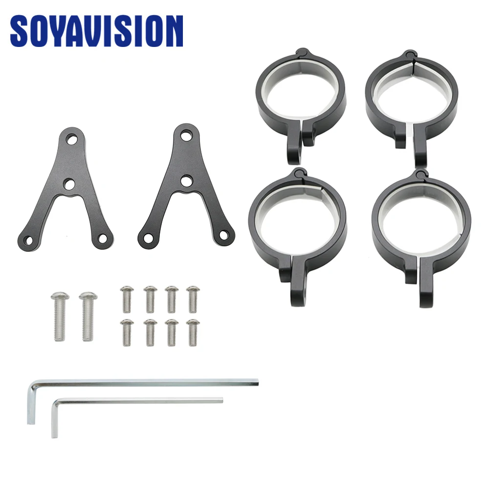 Black Universal Motorcycle 7 inch Headlight Housing Mount Brackets Headlamp Holder Adjustable On Both Sides For Harley