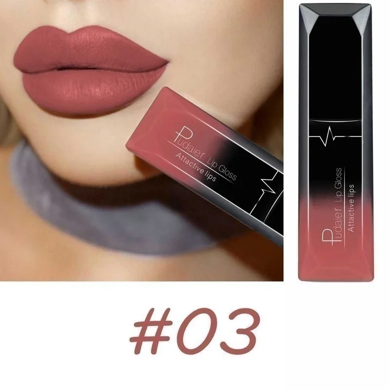 PUDAIER Matte Lipstick Waterproof Nude Velvet Glossy Lip Gloss Lipstick Lip Balm Sexy Red Lip Tint 21 Colors Women Makeup Gift