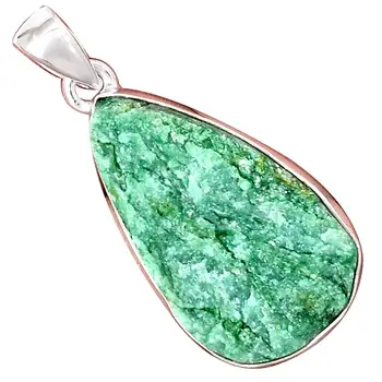 

NiaoZaiFei YunZaiKan Genuine FUCHSITE Pendant 925 Sterling Silver, 38 mm, MHBAP6065