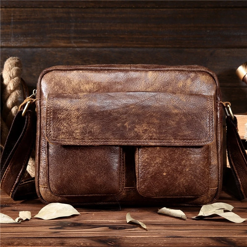 

LAPEO Genuine Leather Men Shoulder Bag Handbag Vintage Cowhide Crossbody Bag Tote Business Casual Men Messenger Bags