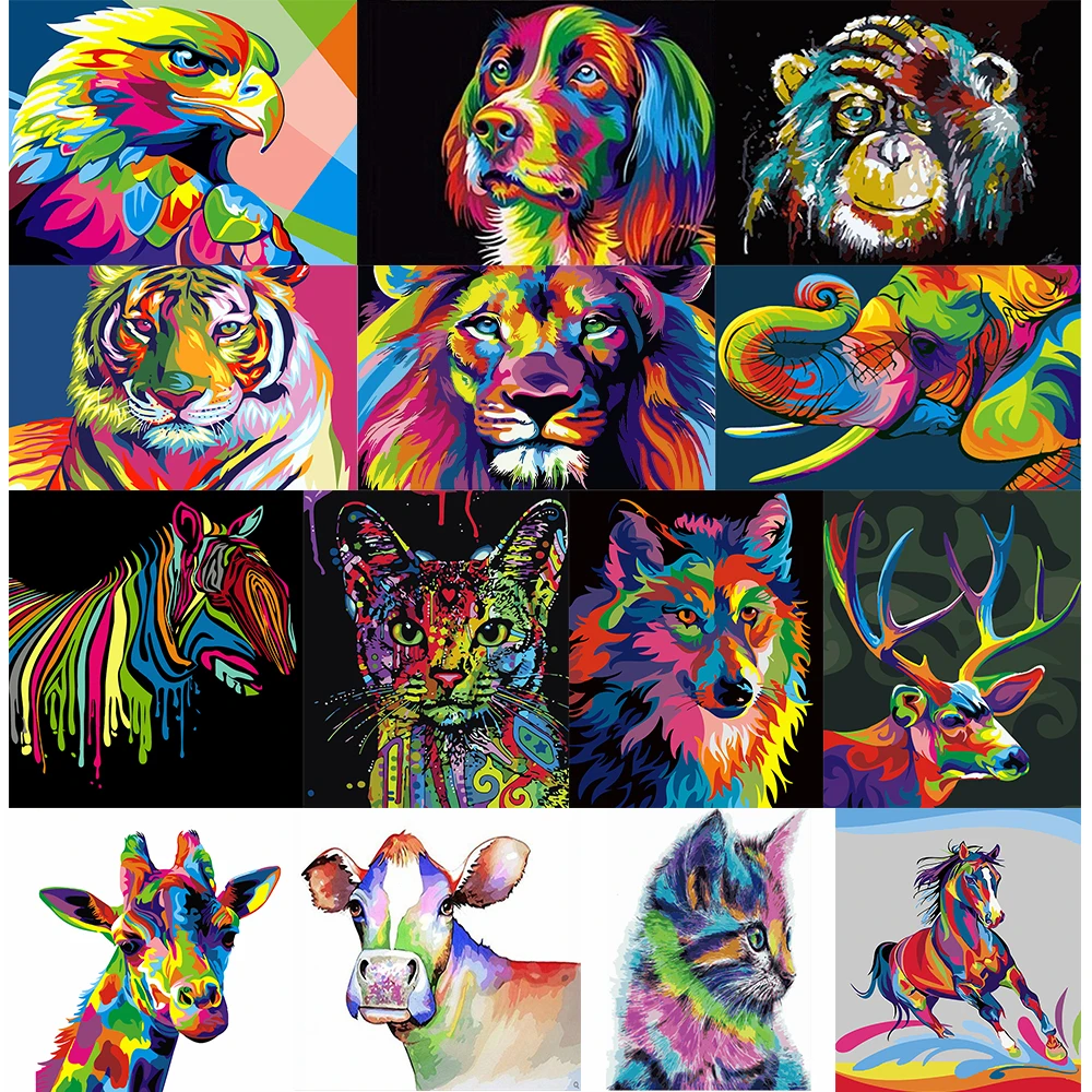 Frameless Colorful Animals Abstract Painting Diy Digital Painting By