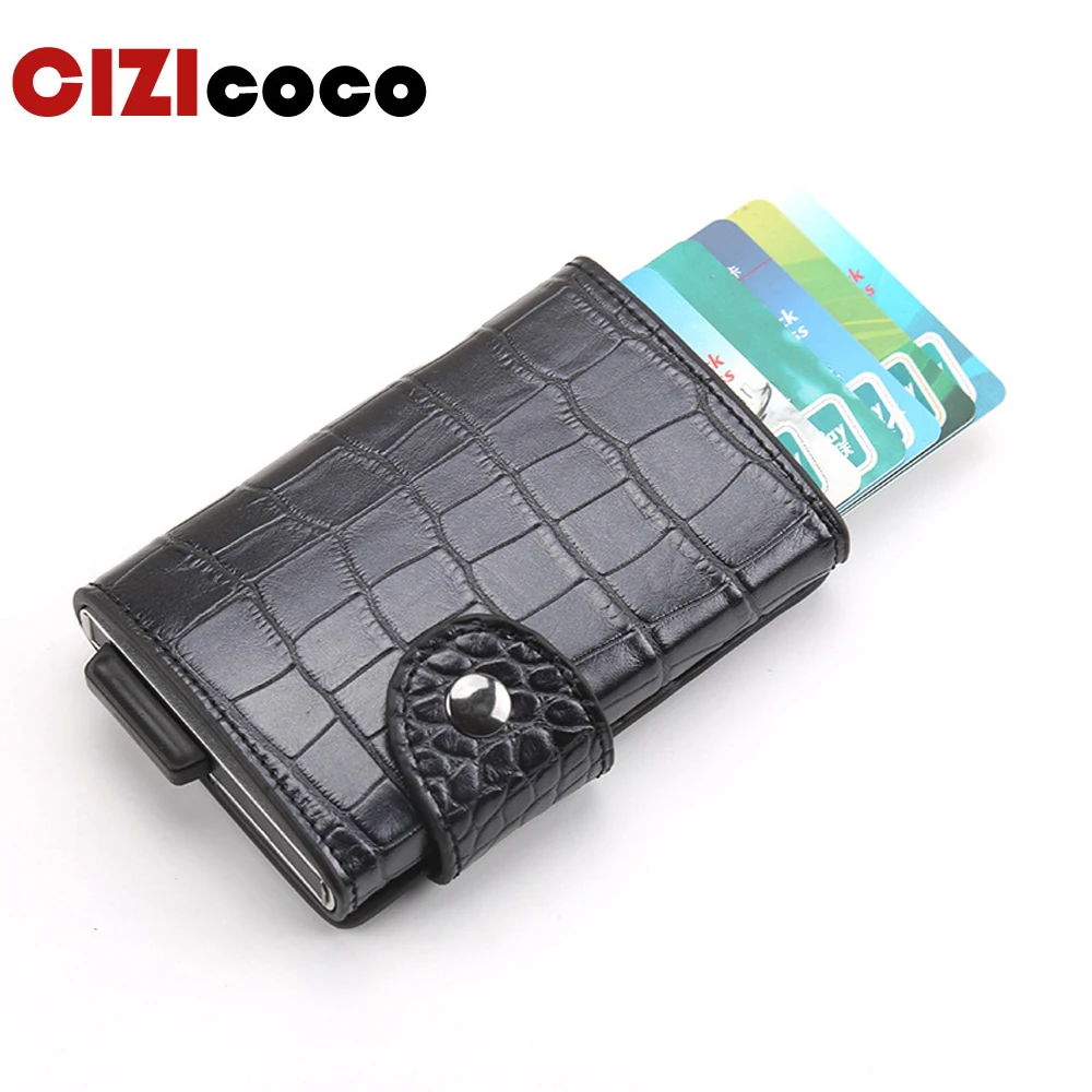 

Cizicoco Aluminum Wallet With Back Pocket ID Card Holder RFID Blocking Mini Magic Wallet Automatic Pop Up Credit Card Holder