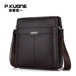 P. KUONE натуральная кожа сумка известный бренд Мужская сумка через плечо модная сумка на плечо деловая дорожная сумка для мужчин