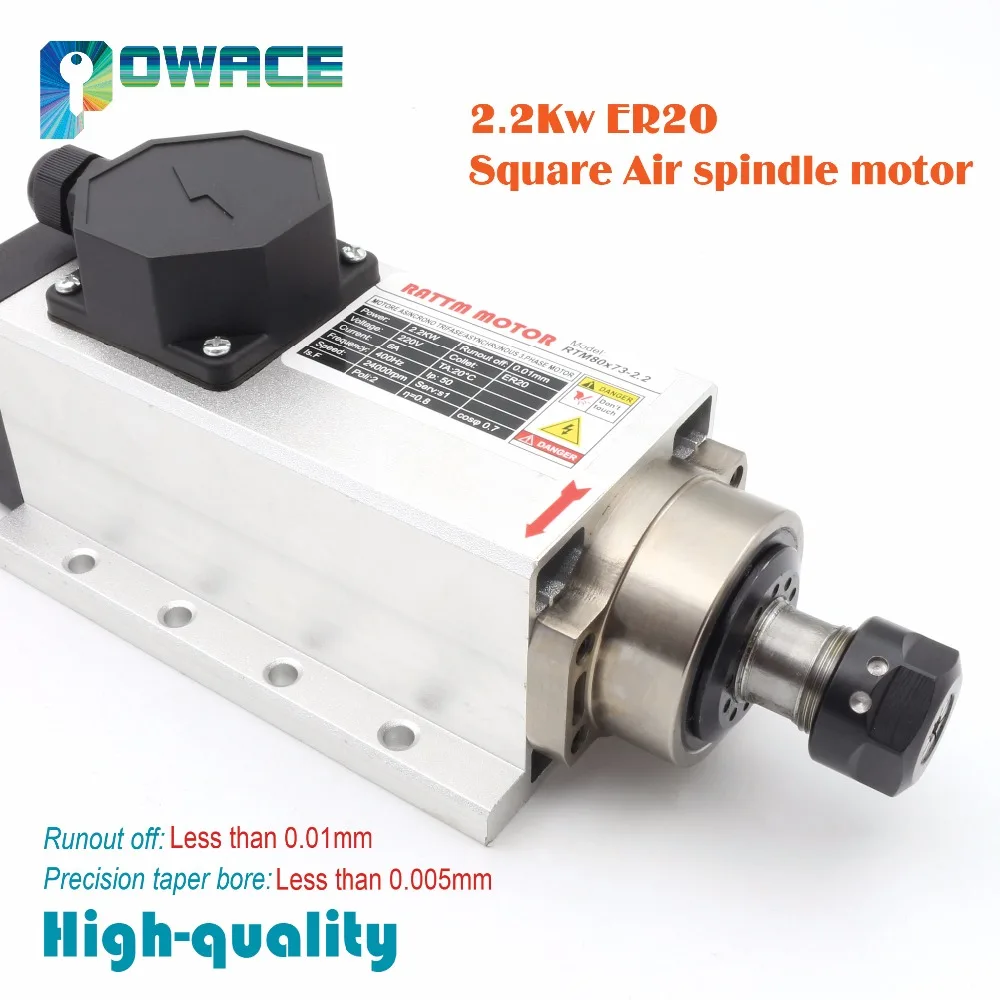 110V Four Bearing 3HP 2.2KW Water Cooled Er20 CNC Spindle Motor Engraving Milling Grind Rpm24000