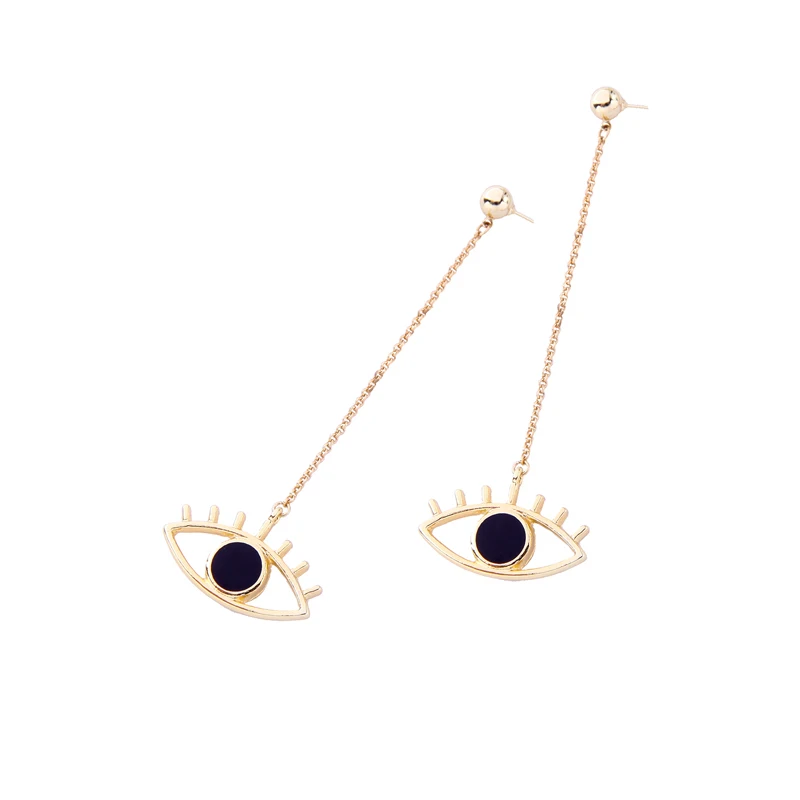 

Vintage New Fashion Long Elegant Gold Color Black Enamel Eye Pendent Earrings For Women Jewelry Chaming Sweet Gift