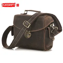 Мужская Ретро crazy horse кожаная SLR сумка для камеры мужская сумка через плечо с пряжкой через плечо сумки-мессенджеры